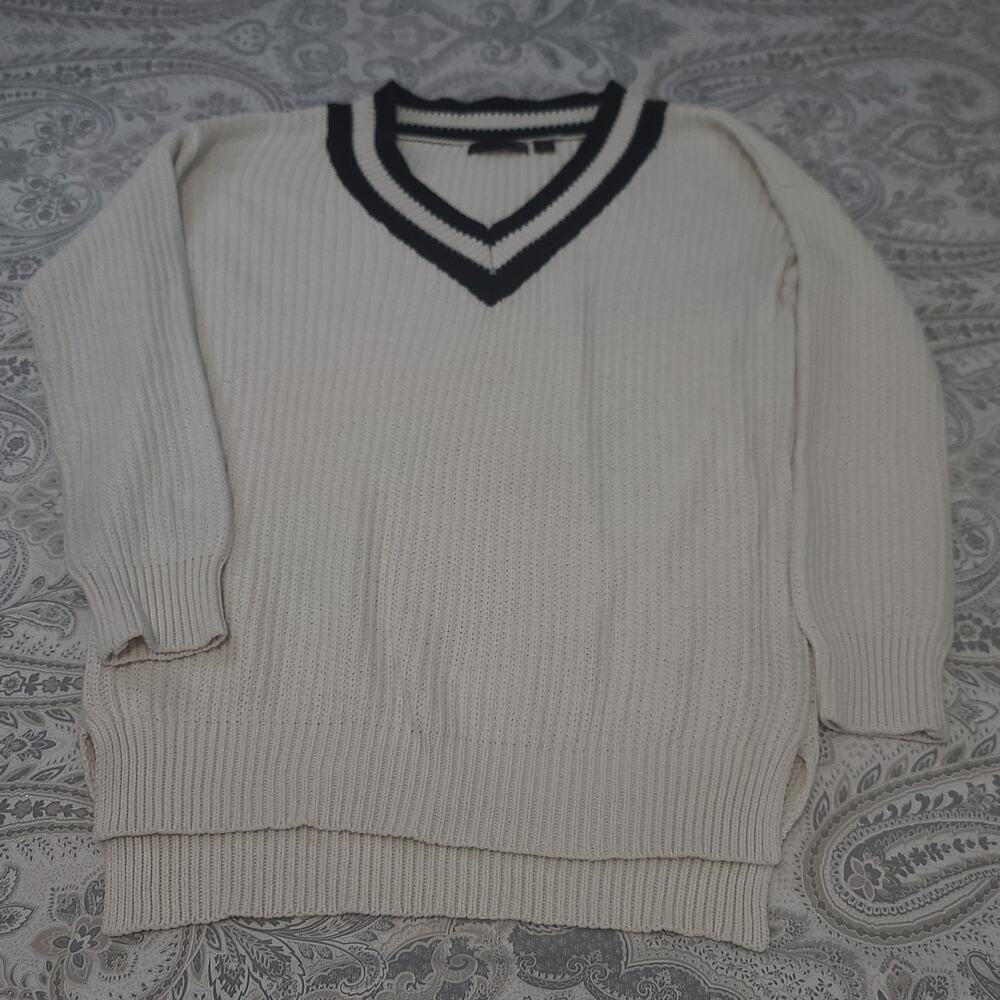 JW Style Cable knit Preppy ladies oversized sweater white&black Size Med Coastal - Picture 4 of 11